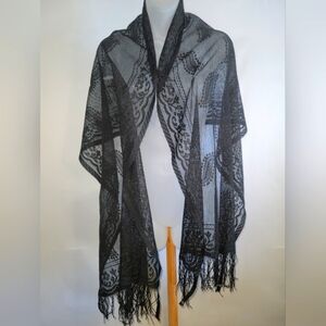 Black lace shawl runner tablecloth
